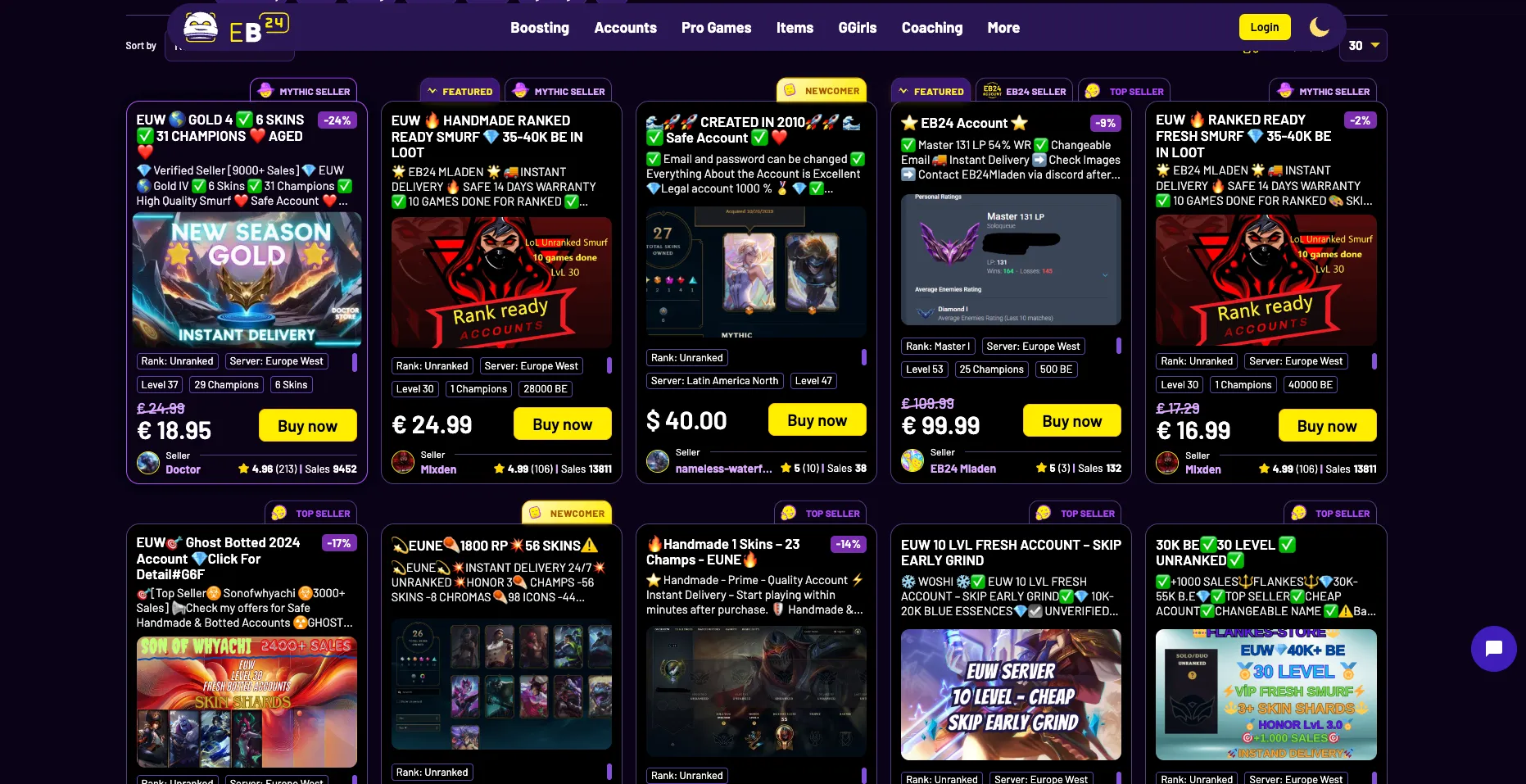 Eloboost24 lol challenger account